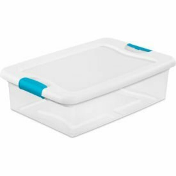 Sterilite Sterilite 32 Quart 14968006 Clear Storage Latch Tote White Lid Blue Latches 23-3/4 x 16 x 6-7/8 14968006